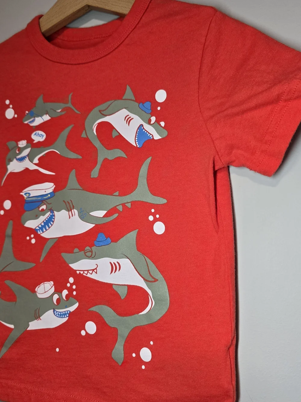 GAP Red Tee with Playful Shark Print Soft Cotton.